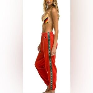 RARE AVIATOR NATION NWT Women's BoltStripe Sweatpant in Red— XS